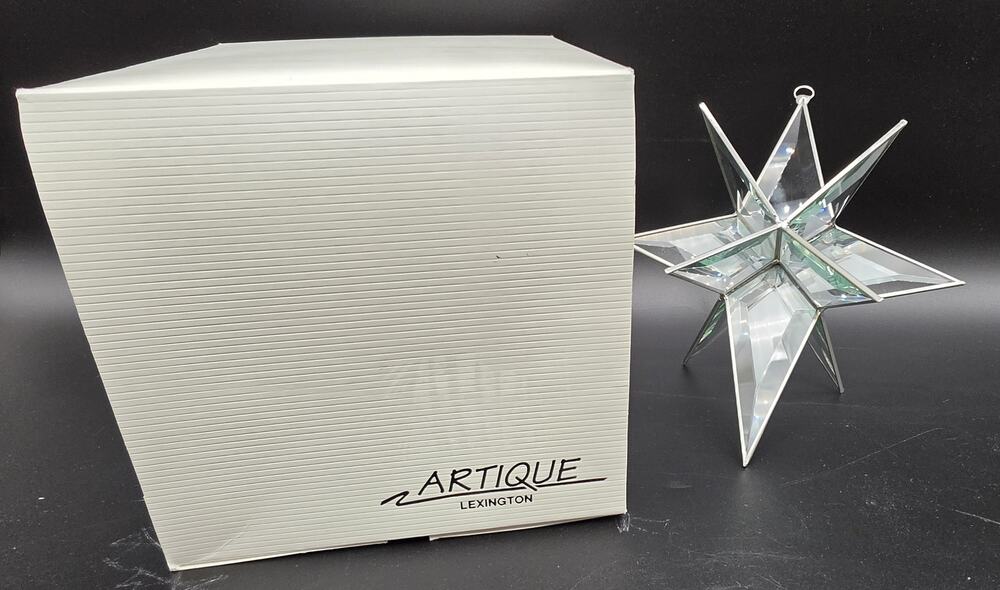 Vintage Artique Lexington Beveled Jade Glass 3D Moravian Star Suncatcher Boxed